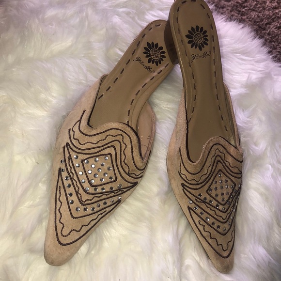 Yellow Box Shoes Yellow Box Craze Embellished Tan Suede Mules Poshmark